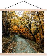 Porte-affiche avec affiche - Affiche scolaire - Feuilles - Automne - Forêt - 120x120 cm - Lattes vierges