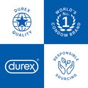 Durex logo's: Kwaliteit, Wereld's Nr 1 condoommerk, verantwoord inkopen en het Durex logo.