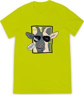 T Shirt Jongens - T Shirt Meisjes - Grappige Cartoon Geit Bleh - Licht Groen - Maat 92