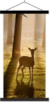 Porte-affiche avec affiche - Affiche scolaire - Cerf - Soleil - Arbres - 40x80 cm - Lattes noires