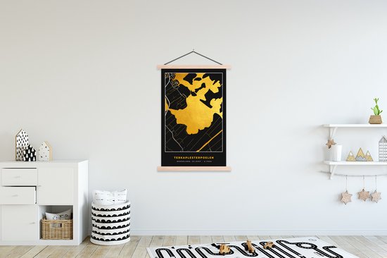 Porte-affiche avec affiche - Affiche scolaire - Carte - Carte - Plan de la ville - Nederland - Terkaplesterpoelen - 120x180 cm - Lattes vierges