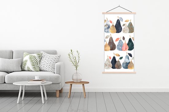 Porte-affiche avec affiche - Affiche scolaire - Poire - Pastel - Fruit - Design - 90x180 cm - lattes vierges