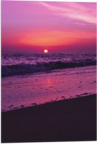 WallClassics - Drapeau - Mer et Plage avec Ciel Violet - 40x60 cm Photo sur Drapeau Polyester