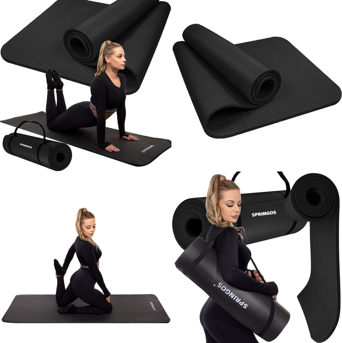 Springos Yoga Mat - 15mm Dik thumbnail 2