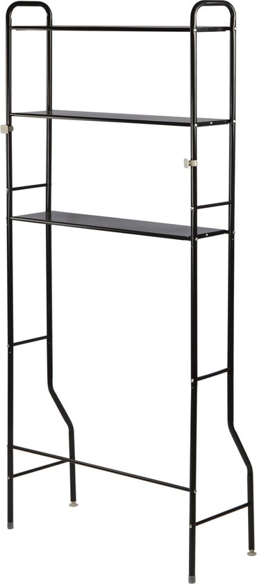 Wasmachine opbergrek zwart - Badkamerrek - Wasmachine ombouw - Opbergrek voor wasmachine - Wasmachine kast - Wasmachine meubel met 3 schappen - 26.5 x 66.5 x 155cm