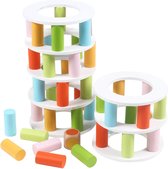 ZaciaToys Behendigheidsspel Stapeltoren - Stapel blokken dobbelsteen - Bouwblokken - Houten speelgoed