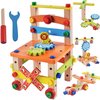 Afbeelding van het spelletje Houten Stoel Montessori Speelgoed - Handigheid - Zelfstandigheid - Ontwikkelen - Baby - Kleuter - Educatief Speelgoed - Stoel Demonteren en Monteren - Gereedschap - Houten Blokken - Combinatie Stoel Tool