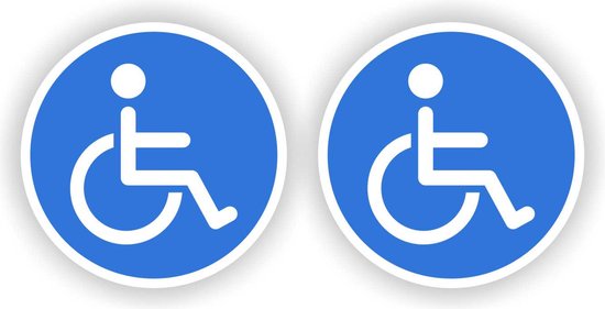 Autocollant pour voiture avec logo handicapé - 100 mm x 100 mm (bleu)  (extérieur)