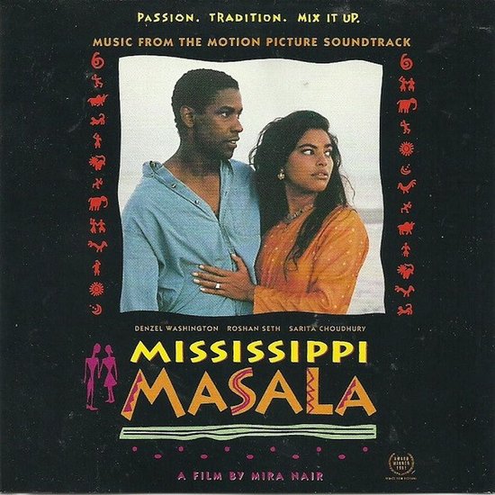 Denzel Washington en Sarita Choudhury poseren voor de soundtrack van Mississippi Masala.