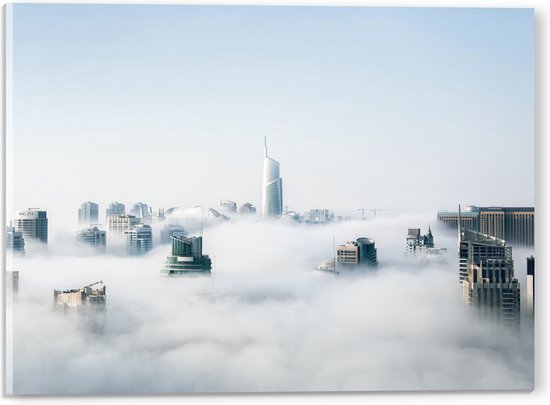 Acrylglas - Wolkenkrabbers boven de Wolken in Stad - 40x30 cm Foto op Acrylglas (Wanddecoratie op Acrylaat)