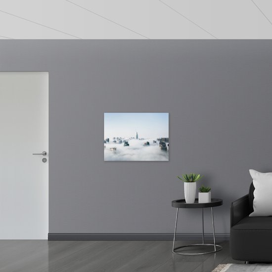 Acrylglas - Wolkenkrabbers boven de Wolken in Stad - 80x60 cm Foto op Acrylglas (Met Ophangsysteem)