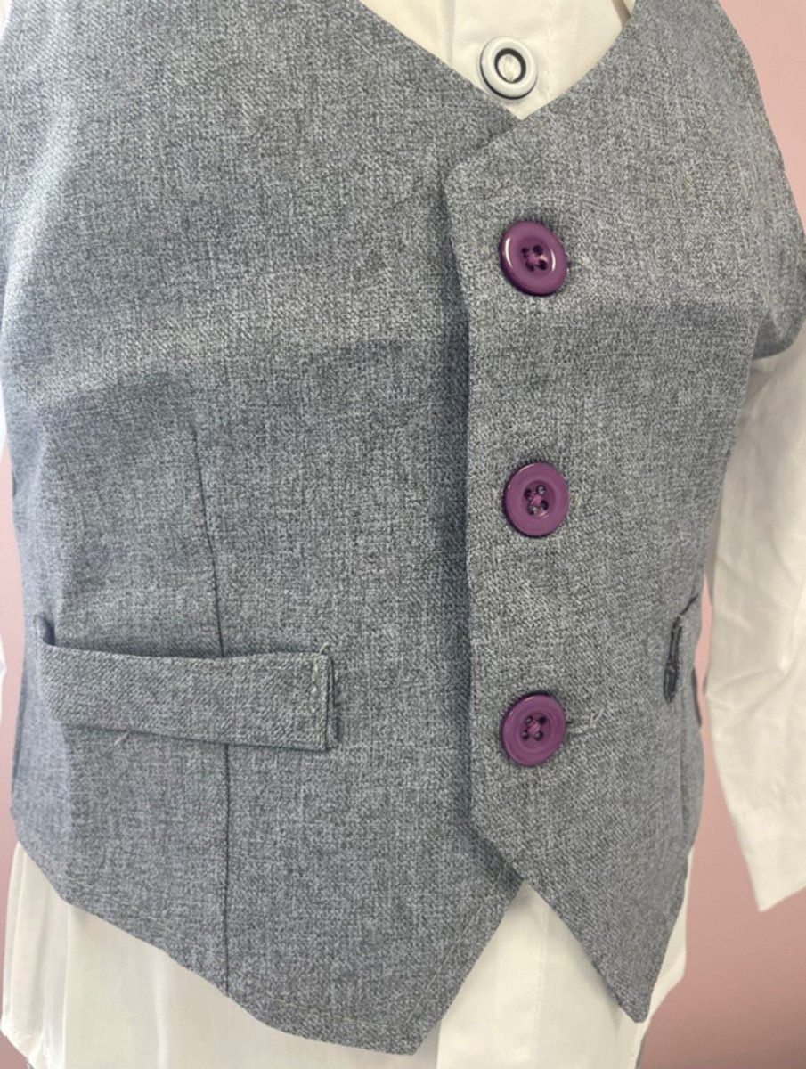 Amissz Jongenspak, gentleman-outfit 6-10 jaar, feestelijke kledingset, dooppak, bruiloftspak, feestpak lange mouwen vest strik bretels