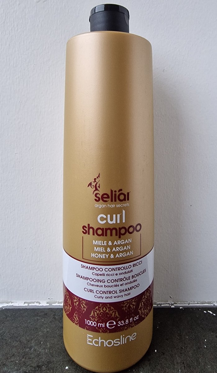 Echosline CURL Control Shampoo , With Honey and Argan Oil 1000ml, Special formulation without SLES / SLS gently cleans curly and wavy hair, eliminating frizz and giving elasticity and hydration.
