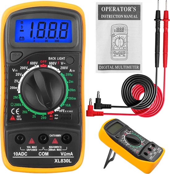 Multimeter digitale multimeter inclusief 1 paar elektrische kabels