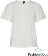 Vero Moda Panna Glenn Ss Lace Top Snow White WIT XS