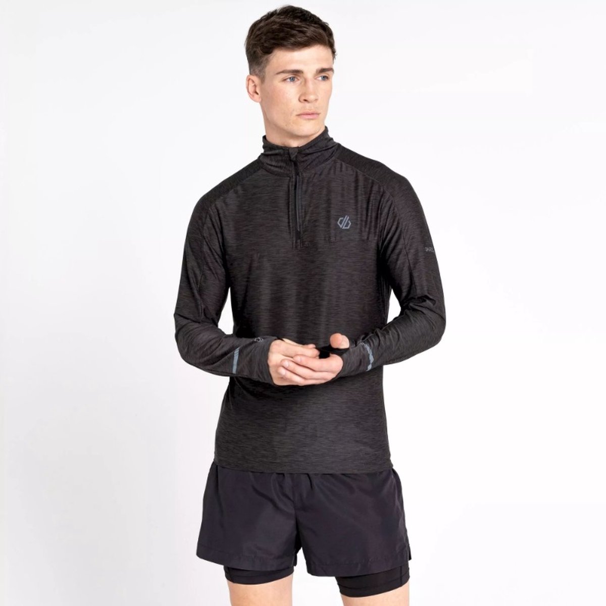Dare2B Heren Power Up II Long Sleeve Marl Zwart