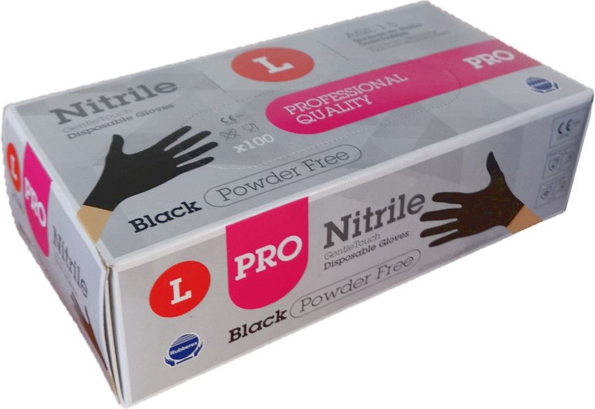 Goedkoopste Nitrile Professionele handschoenen extra dik- maat l-zwart