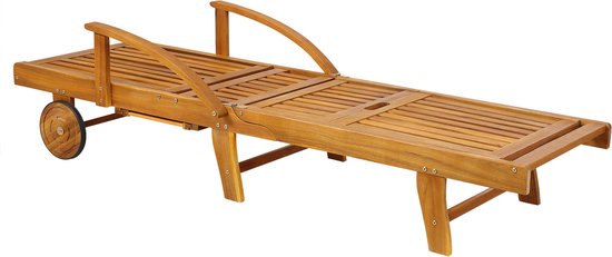 Casaria Ligstoel Tami Sun - Acacia incl. Kussen & Wielen - Antraciet van Casaria — afbeelding 2