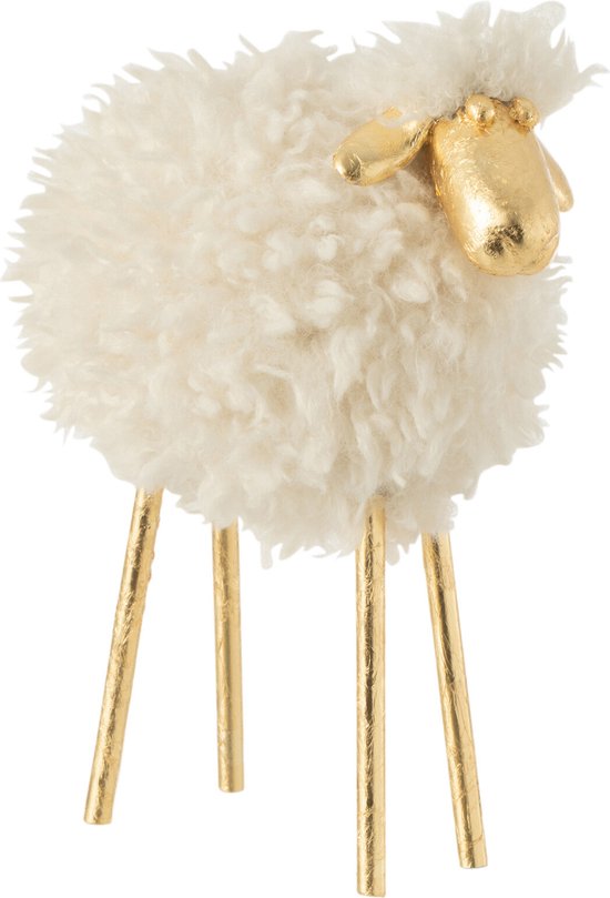 J-Line décoration Mouton - métal/polyrésine - blanc/or - small