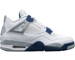 Air Jordan 4 Retro - Maat 40 - Wit/Light Smoke Grey/Fire Red/Midnight Navy / Wit Grijs - Air Jordan 4 - Lifestyle - Heren Sneakers voor Mannen