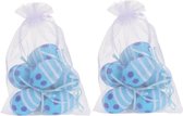 Décoration Oeufs de Pâques à suspendre - 12x pièces - paillettes bleues - styromousse - 6 cm