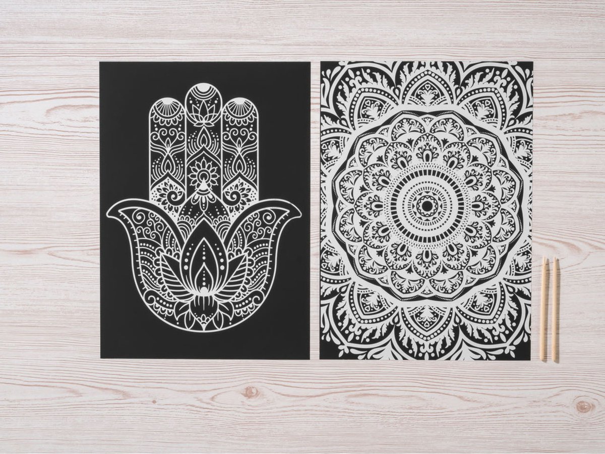 Crelando set krastekeningen Mandala / gekleurd 4-delig
