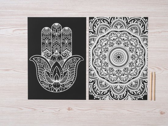 Crelando set krastekeningen Mandala / gekleurd 4-delig