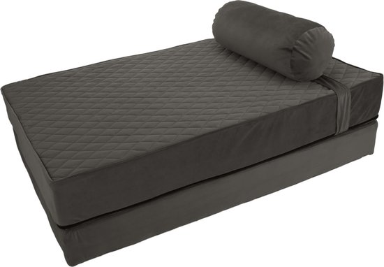 Wooff Boxspring Met Hoofdkussen - Hondenmatras - 70x110x28 cm Antraciet Xlarge