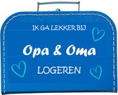 Kinderkoffertje Koffertje Koffer blauw - Bedrukt - Ik ga lekker bij opa & oma logeren - 25 cm