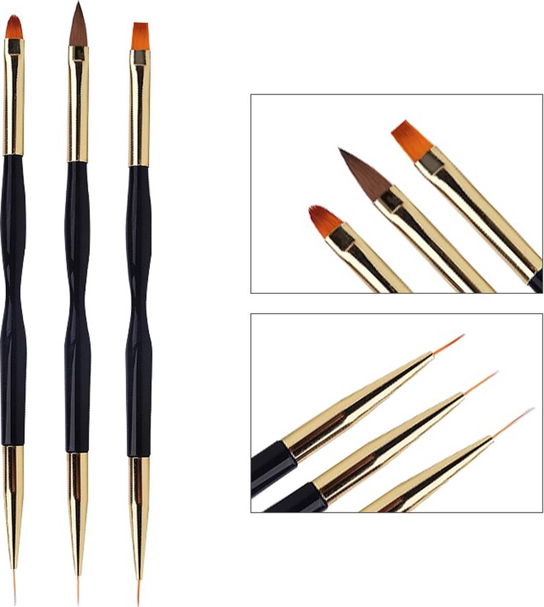 Goedkoopste WiseGoods Luxe Nailart Pennenset - Nail Art Pennen Set - Accessoires Kunst Nagels - Nagel Decoratie Pen - Hobby Penselen - 3st