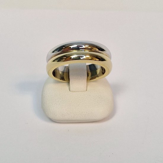 Gouden ring - geelgoud - witgoud - 14 karaat - uitverkoop Juwelier Verlinden St. Hubert - van €710,= voor €579,=