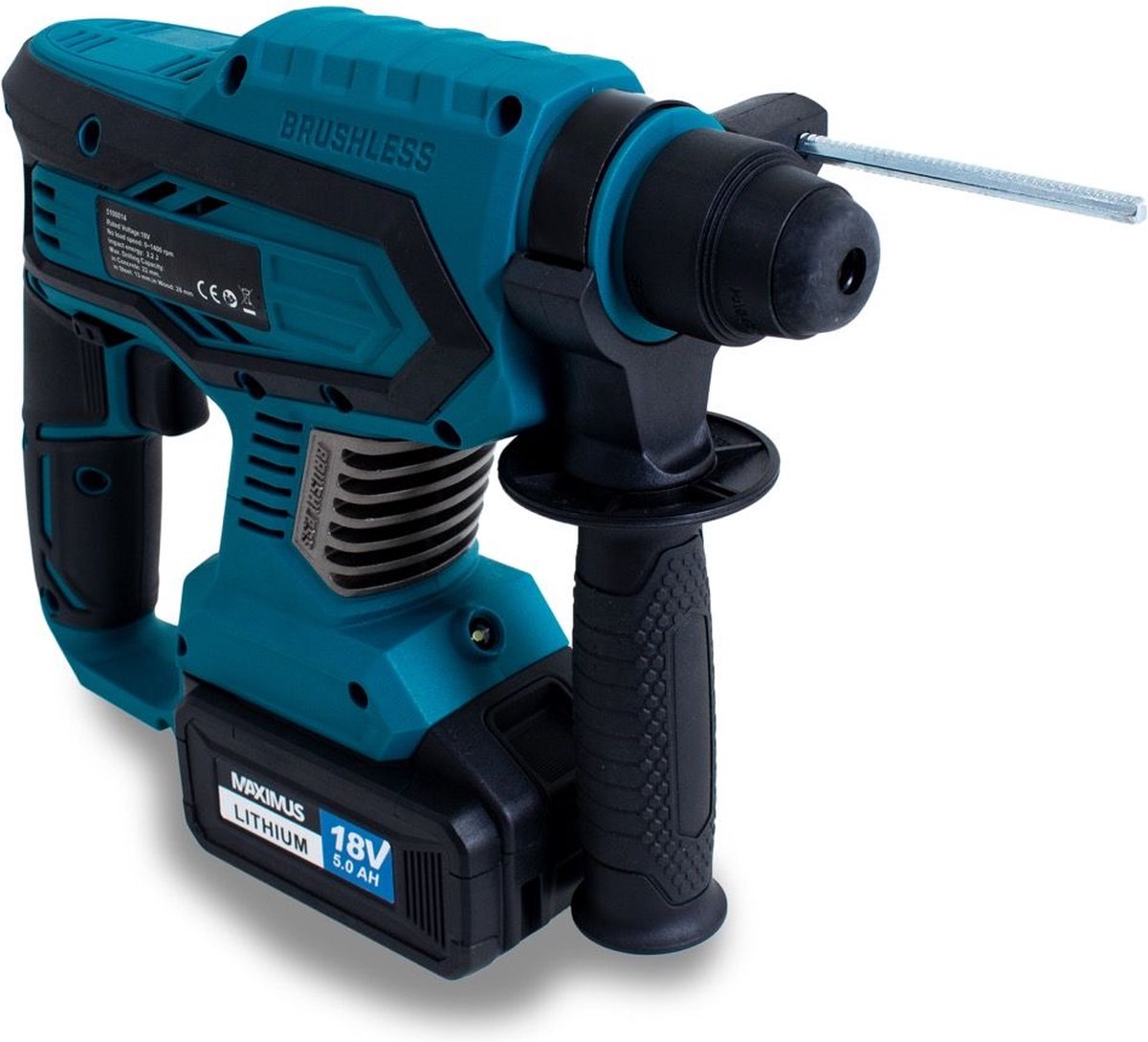 Maximus 18V Accu Boorhamer - Zonder Accu's en Lader - Boren in Steen en Beton - LED Licht - SDS Quick Boorkop - Zonder Koffer