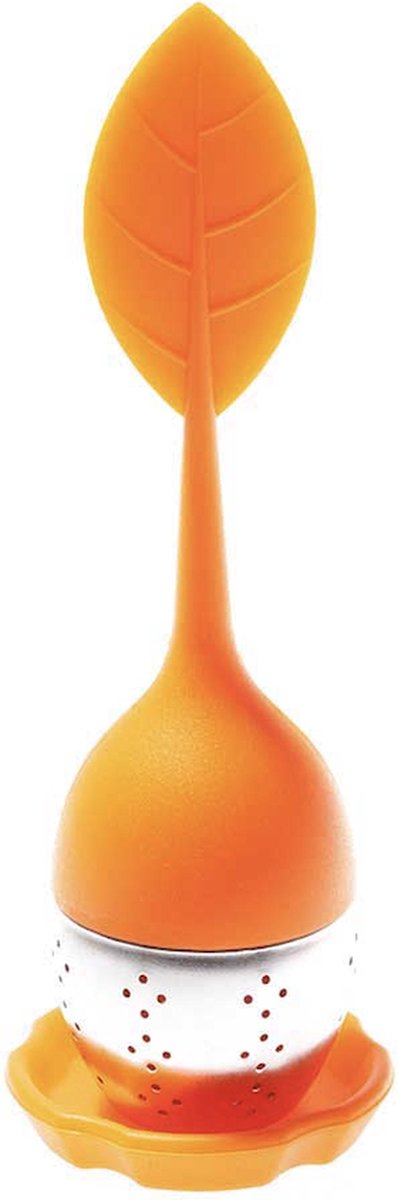 Theeblad theezeef voor losse thee - thee ei - theefilter- thee zeef - Oranje