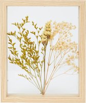 Cactula cadre double face en bois avec fleurs séchées jaune 22 x 27 x 4 cm