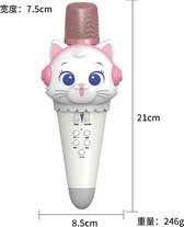 Draadloze microfoon Cartoonmicrofoon voor kinderen Draadloze Bluetooth Audio All-in-One Microfoon Kat Vorm Kinderspeelgoed (wit)