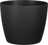 Mica Decorations Plantenpot - kunststof - zwart/ribbels- D20/H17 cm - bloempot