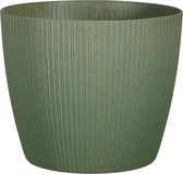 Mica Decorations - Plantenpot/bloempot - kunststof - donkergroen/ribbels- D25/H21,5 cm
