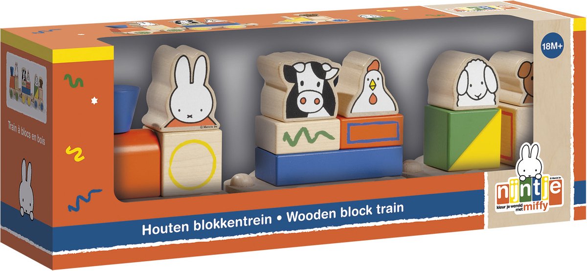 Nijntje houten speelgoed blokkentrein, trein met blokken - peuter kleuter educatief speelgoed - vanaf 1,5 jaar - Bambolino Toys cadeau tip — afbeelding 2