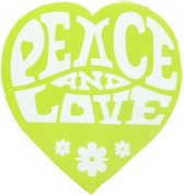 10 hartvormige stickers Peace and Love groen - sticker - hart - peace - vrede - love - liefde - groen
