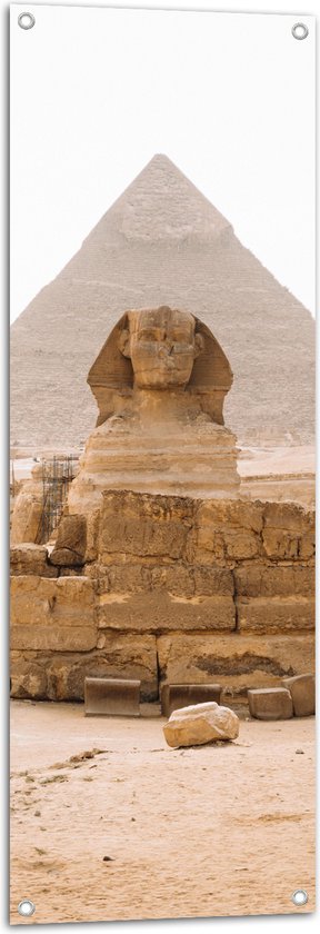 WallClassics - Tuinposter – Piramide van Chefren - Egypte - 40x120 cm Foto op Tuinposter (wanddecoratie voor buiten en binnen)