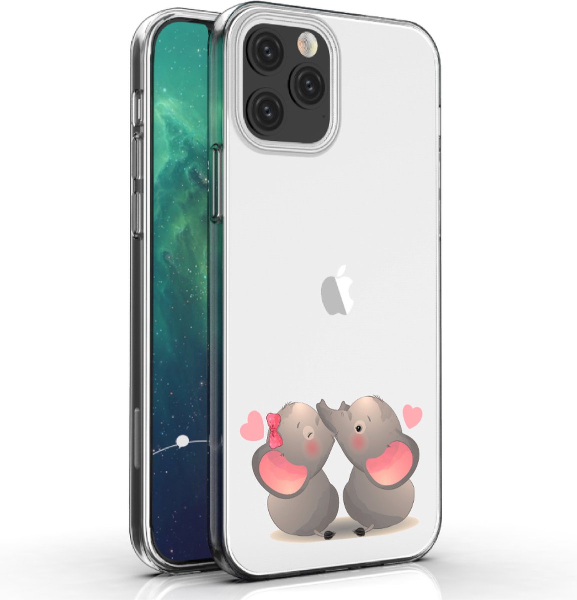 Apple Iphone 12 telefoonhoesje transparant siliconen hoesje - Olifantjes