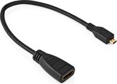 HDMI Micro naar HDMI A kabel - 1.4 High Speed met ethernet - Full HD@60Hz - Verguld - 0.2 meter - Zwart - Allteq