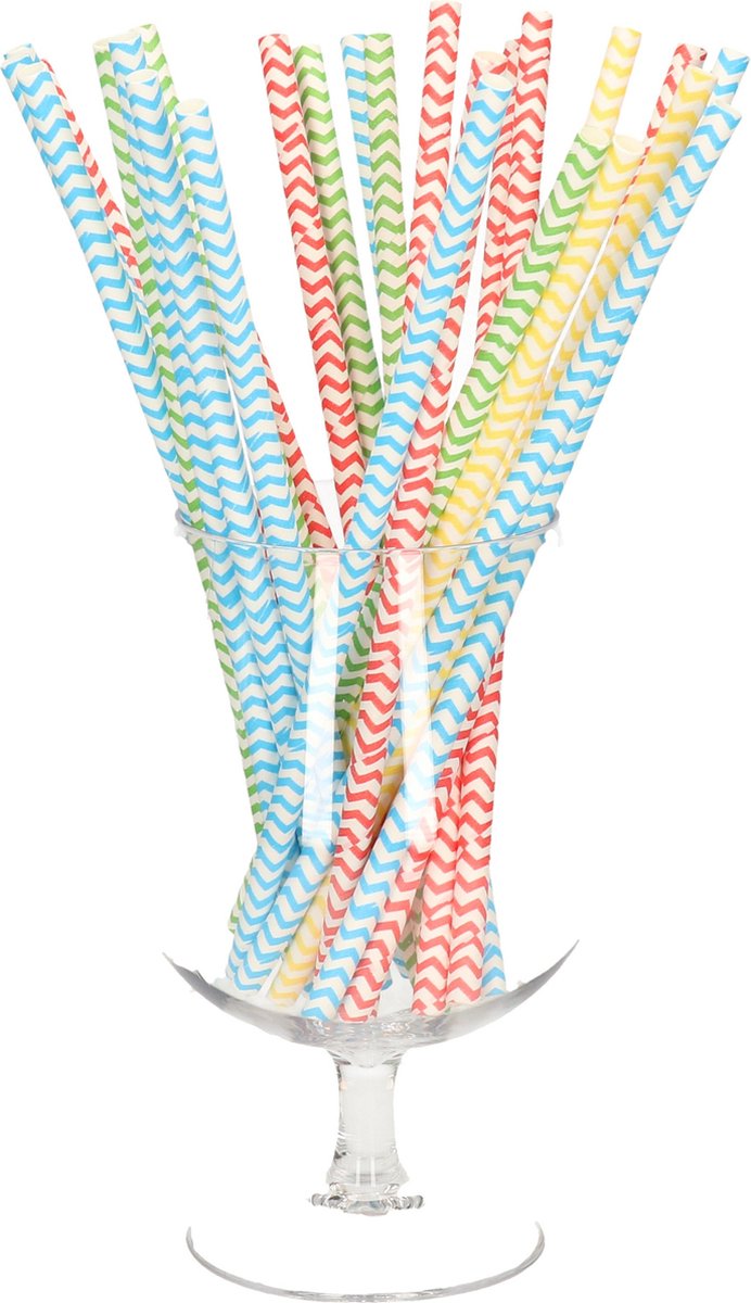 Duurzame papieren drinkrietjes gekleurd - 50x stuks - serie Pure