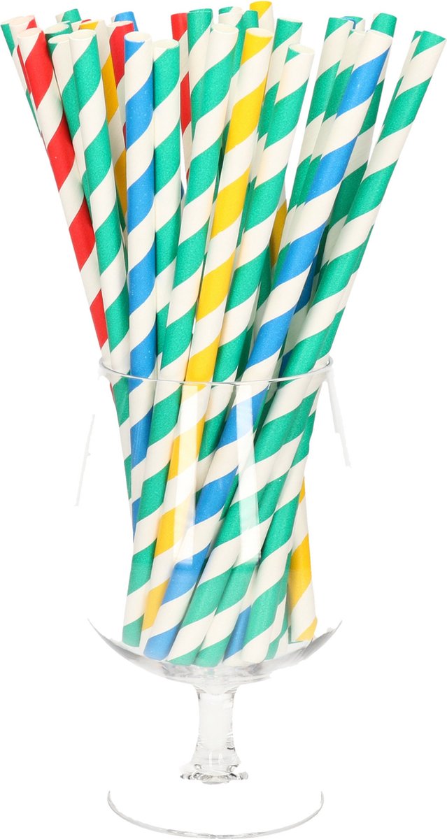 Duurzame papieren drinkrietjes gekleurd - 100x stuks - serie Pure