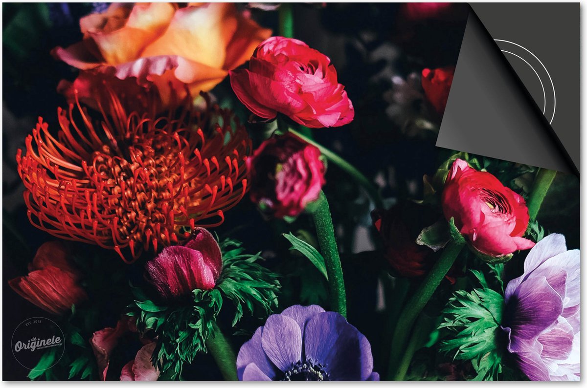 Inductie beschermer 65x52 - afdekplaat inductie mat - Dietrix Kookplaat beschermer - Exclusief - Bloemen en Planten - Veldboeket kleuren