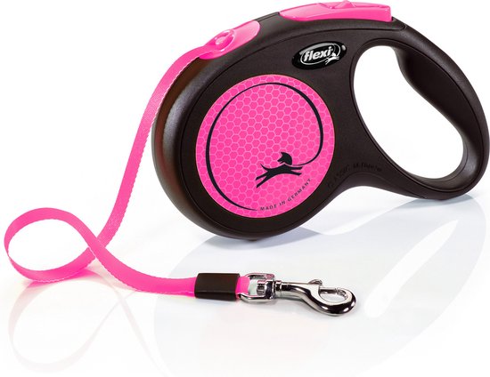 Flexi New Neon - Hondenriem Rollijn - Roze - M - Middelgrote Hond - 5 meter
