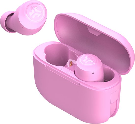 JLab Go Pop Draadloze Oordopjes - Bluetooth Oortjes Draadloos - 35 uur Batterijduur - Be Aware Audio - Met Microfoon - Geschikt voor Android en Apple - Roze