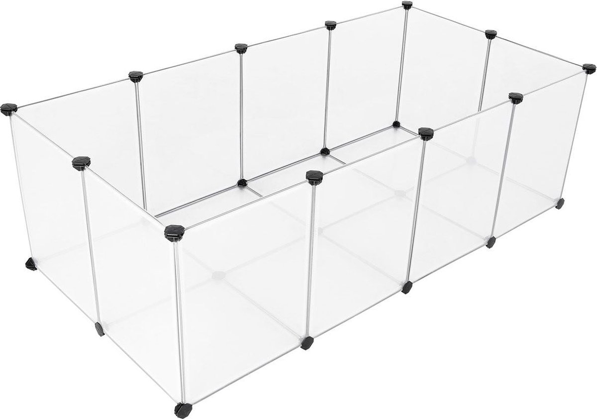Huisdier speelbox met bodem - Hek kooi - 20 panelen - Wit