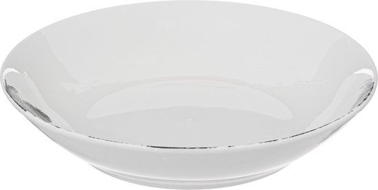 Diep bord van wit en groen porselein, 22,8 x 22,8 x 3,7 cm | De Stella - Qechic