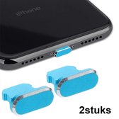 Dustplug geschikt voor iPhone - Stofplug - Dustplug - Dus plug - Iphoneplug - Stofvrij - 2stuks - Blauw - Lightning